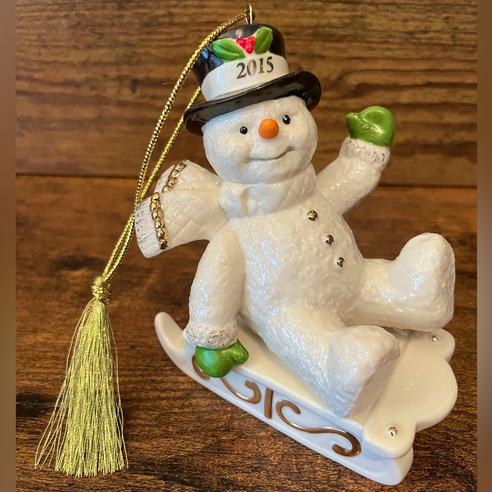 Lenox in Original Box 2015 Snowy Sleigh Ride Snowman Ornament, Limited Edition